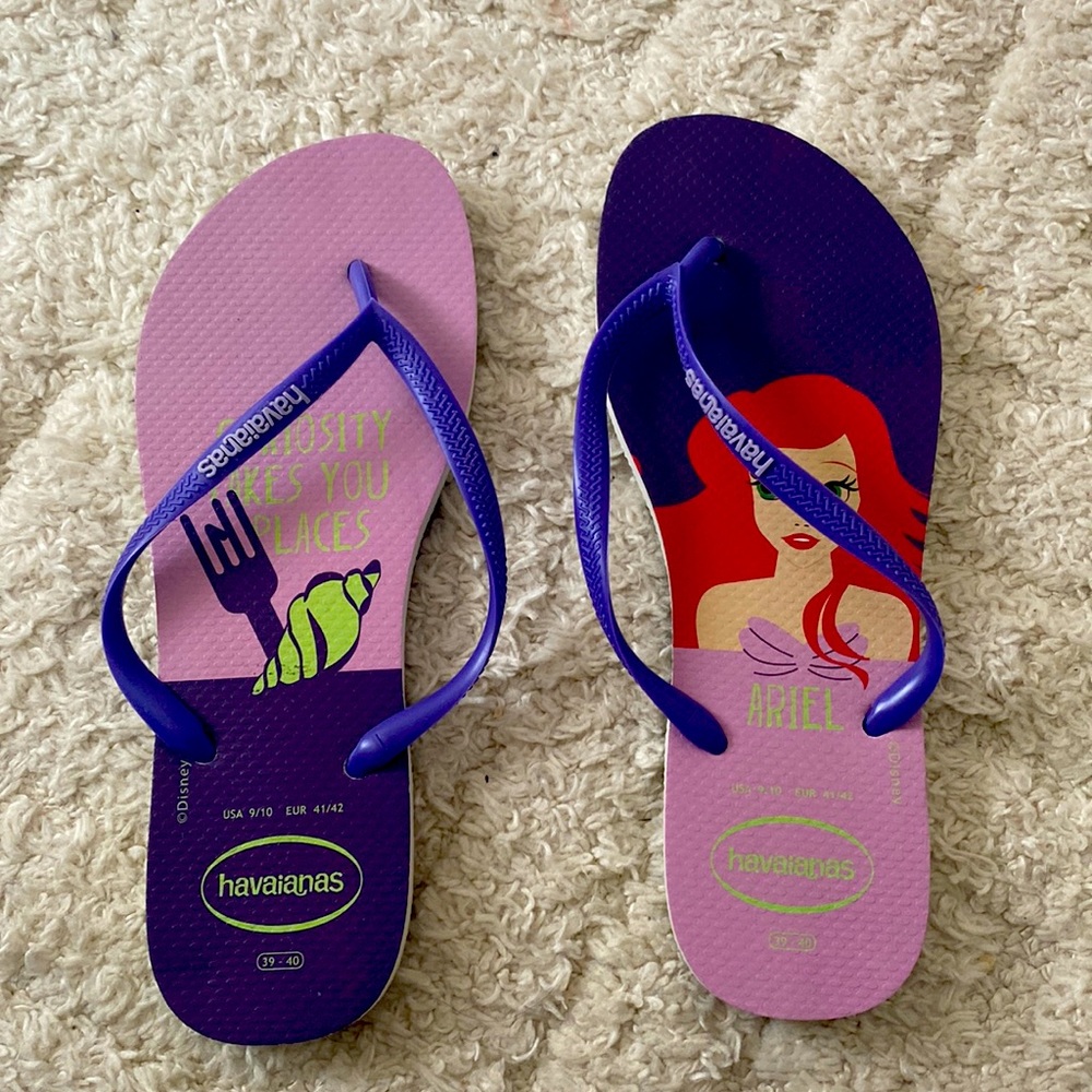 Disney Little mermaid themed Havaianas flip flops in a size 9